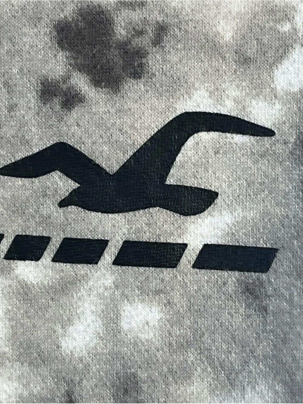 Hollister Men's Gray & Black Tie-Dye Crewneck Hoodie